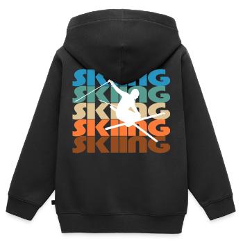 Skifahren - Kinder Premium Organic Zip Hoodie - Schwarz - Hinten - AI Model Kid Male (0cm)