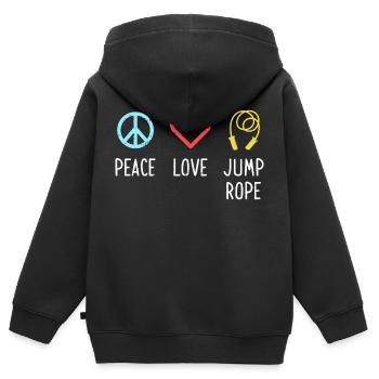 Peace Love Jump Rope - Kinder Premium Organic Zip Hoodie - Schwarz - Hinten - AI Model Kid Male (0cm)
