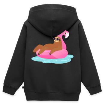 Sloth Sleeping On Flamingo Pool Float - Sweat Premium à capuche zippé enfant bio - noir - Dos - AI Model Kid Male (0cm)
