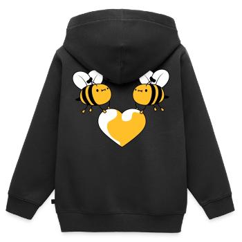2 bees in love - Kids Premium Organic Zip-up Hoodie - black - Back - AI Model Kid Male (0cm)