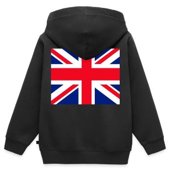 Masque facial Union Jack - Sweat Premium à capuche zippé enfant bio - noir - Dos - AI Model Kid Male (0cm)