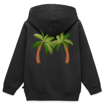 Palmen Baum Palmen - Kinder Premium Organic Zip Hoodie - Schwarz - Hinten - AI Model Kid Male (0cm)