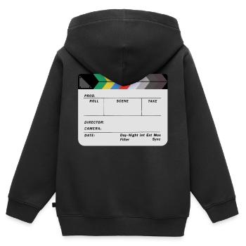 Clapperboard design blank - Kids Premium Organic Zip-up Hoodie - black - Back - AI Model Kid Male (0cm)