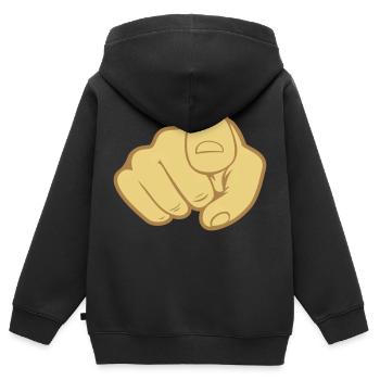 Hand finger pointing - Kids Premium Organic Zip-up Hoodie - black - Back - AI Model Kid Male (0cm)