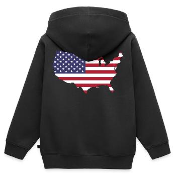 Amerikanische Flagge - Kinder Premium Organic Zip Hoodie - Schwarz - Hinten - AI Model Kid Male (0cm)