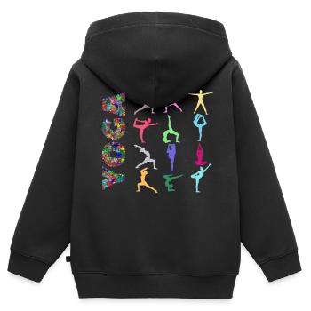 Yoga-Übungen - Kinder Premium Organic Zip Hoodie - Schwarz - Hinten - AI Model Kid Male (0cm)