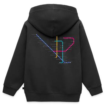 Métro Lisboa - Sweat Premium à capuche zippé enfant bio - noir - Dos - AI Model Kid Male (0cm)