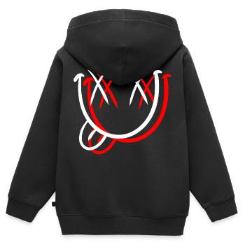Smiles étirées avec la langue - Sweat Premium à capuche zippé enfant bio - noir - Dos - AI Model Kid Male (0cm)