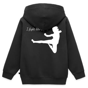 Fight Like a girl - Best fighter - Kinder Premium Organic Zip Hoodie - Schwarz - Hinten - AI Model Kid Male (0cm)
