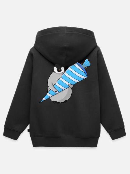 Bébé Pingouin Scolarisation - Sweat Premium à capuche zippé enfant bio - noir