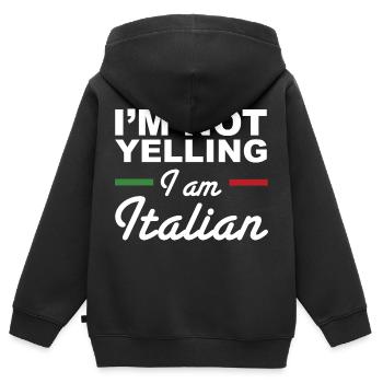 I'm Not Yelling I'm Italian - Italians - Kids Premium Organic Zip-up Hoodie - black - Back - AI Model Kid Male (0cm)