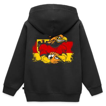 Deutschland - Kinder Premium Organic Zip Hoodie - Schwarz - Hinten - AI Model Kid Male (0cm)