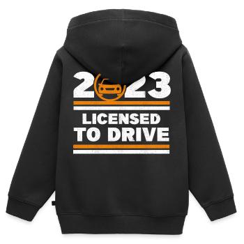 Licensed To Drive 2023 Drivers Permit Passed Teen - Kids Premium Organic Zip-up Hoodie - black - Back - AI Model Kid Male (0cm)