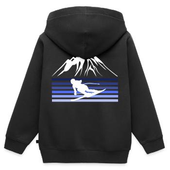ski - Sweat Premium à capuche zippé enfant bio - noir - Dos - AI Model Kid Male (0cm)