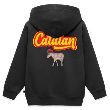 Catalan Ane Catalan Barratina Cadeau Régional - Sweat Premium à capuche zippé enfant bio - noir - Dos - AI Model Kid Male (0cm)