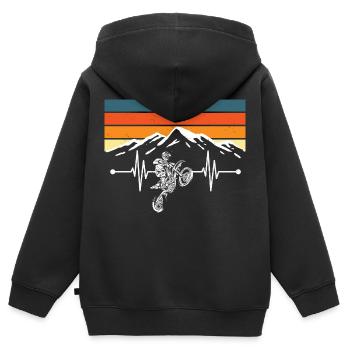 Dirt Bike Herzschlag - Kinder Premium Organic Zip Hoodie - Schwarz - Hinten - AI Model Kid Male (0cm)