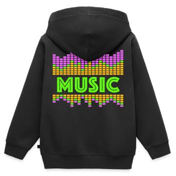 Égaliseur de musique LED Lumières Rythme Danse Stéréo - Sweat Premium à capuche zippé enfant bio - noir - Dos - AI Model Kid Male (0cm)