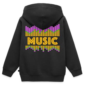 Égaliseur de musique LED Lumières Rythme Danse Stéréo - Sweat Premium à capuche zippé enfant bio - noir - Dos - AI Model Kid Male (0cm)