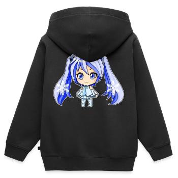 Yuki Miku, Hatune Miku winter version - Kids Premium Organic Zip-up Hoodie - black - Back - AI Model Kid Male (0cm)