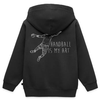 handball sport handballer handballteam sprungwurf - Kinder Premium Organic Zip Hoodie - Schwarz - Hinten - AI Model Kid Male (0cm)