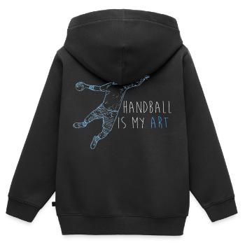 handball handballer handballteam sprungwurf sport - Kinder Premium Organic Zip Hoodie - Schwarz - Hinten - AI Model Kid Male (0cm)