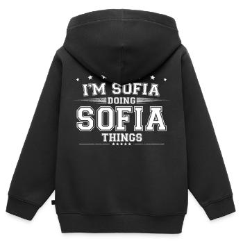 Sofia - Sweat Premium à capuche zippé enfant bio - noir - Dos - AI Model Kid Male (0cm)