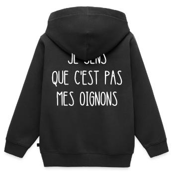 je sens que c'est pas mes oignons - Sweat Premium à capuche zippé enfant bio - noir - Dos - AI Model Kid Male (0cm)