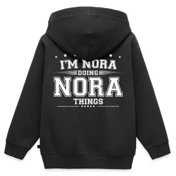 Nora - Sweat Premium à capuche zippé enfant bio - noir - Dos - AI Model Kid Male (0cm)