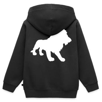 löwe - Kinder Premium Organic Zip Hoodie - Schwarz - Hinten - AI Model Kid Male (0cm)