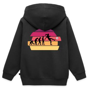 Evolution der Menschheit: Frauenfußball - Kinder Premium Organic Zip Hoodie - Schwarz - Hinten - AI Model Kid Male (0cm)