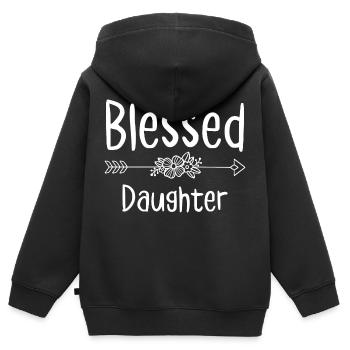 Fille bénie - Sweat Premium à capuche zippé enfant bio - noir - Dos - AI Model Kid Male (0cm)