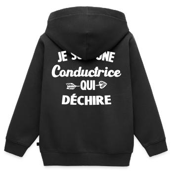Je Suis Une Conductrice Qui Déchire - Sweat Premium à capuche zippé enfant bio - noir - Dos - AI Model Kid Male (0cm)