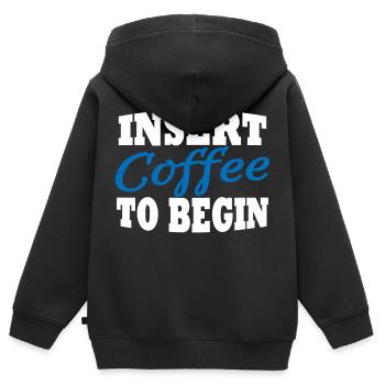 Insérez du café pour commencer - Sweat Premium à capuche zippé enfant bio - noir - Dos - AI Model Kid Male (0cm)