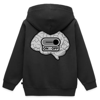 Turn off brain switches - Kids Premium Organic Zip-up Hoodie - black - Back - AI Model Kid Male (0cm)