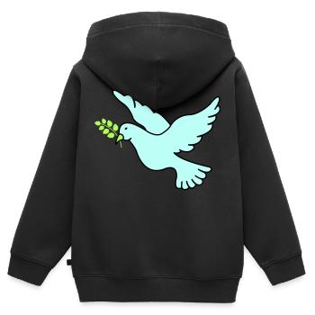 Friedenstaube - Kinder Premium Organic Zip Hoodie - Schwarz - Hinten - AI Model Kid Male (0cm)