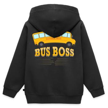 Bus Boss School Bus Driver Yellow Bus - Kinder Premium Organic Zip Hoodie - Schwarz - Hinten - AI Model Kid Male (0cm)