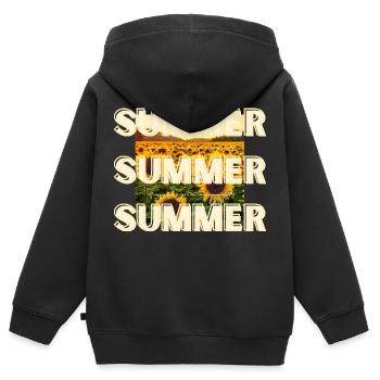 Summer - Kinder Premium Organic Zip Hoodie - Schwarz - Hinten - AI Model Kid Male (0cm)