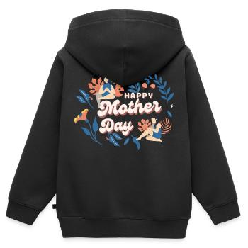 Bonne fête des mères, bonne fête des mères - Sweat Premium à capuche zippé enfant bio - noir - Dos - AI Model Kid Male (0cm)