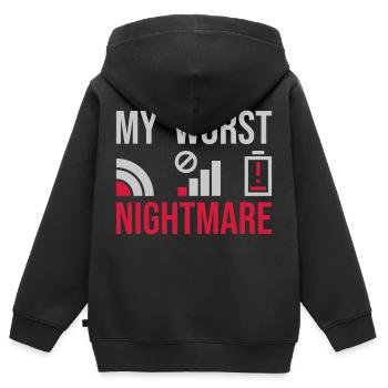 Symboles mon pire cauchemar - Sweat Premium à capuche zippé enfant bio - noir - Dos - AI Model Kid Male (0cm)