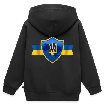 J’aime mon pays, l’Ukraine, t-shirt - Sweat Premium à capuche zippé enfant bio - noir - Dos - AI Model Kid Male (0cm)