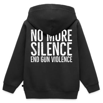 Kein Schweigen mehr, Waffengewalt beenden - Kinder Premium Organic Zip Hoodie - Schwarz - Hinten - AI Model Kid Male (0cm)