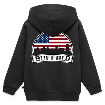 Buffalo Skyline - Kids Premium Organic Zip-up Hoodie - black - Back - AI Model Kid Male (0cm)