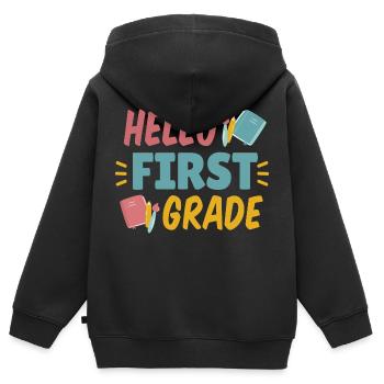 Hallo Erstklässler Hallo Erstklässler Geschenkinsp - Kinder Premium Organic Zip Hoodie - Schwarz - Hinten - AI Model Kid Male (0cm)