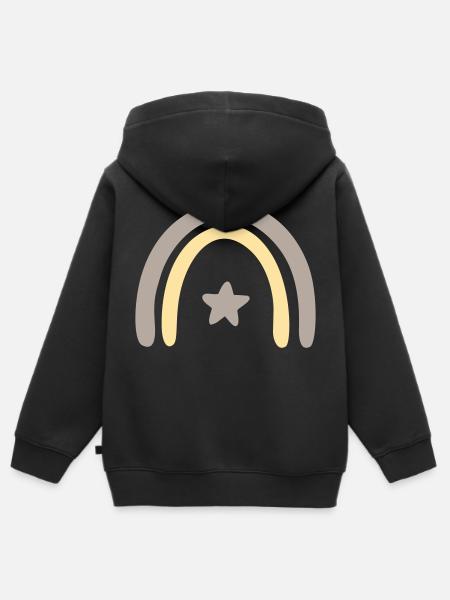 Rainbow Star - Kids Premium Organic Zip-up Hoodie - black