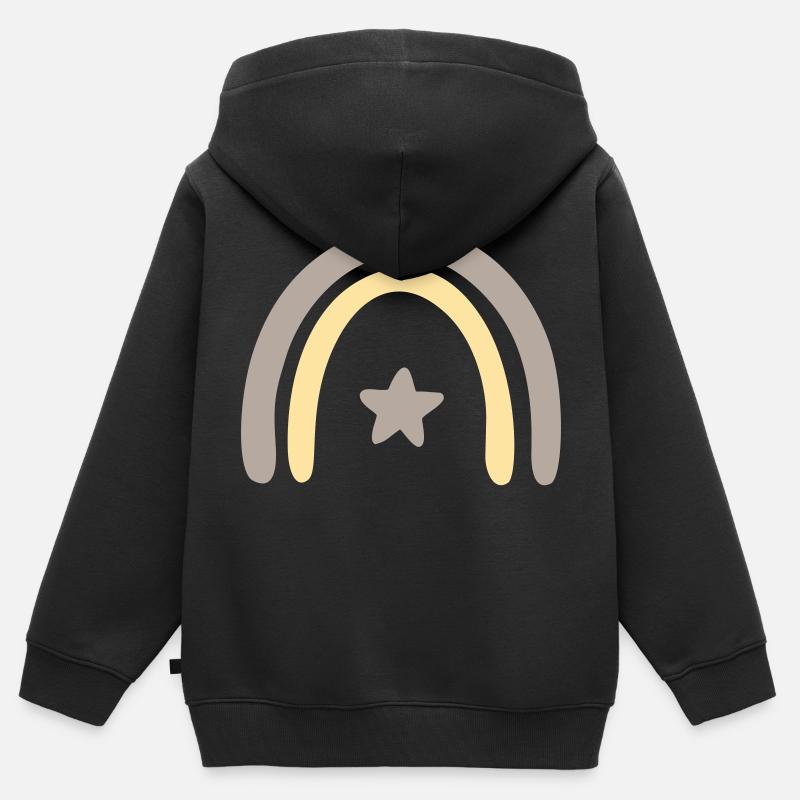 Étoile arc-en-ciel - Sweat Premium à capuche zippé enfant bio - noir