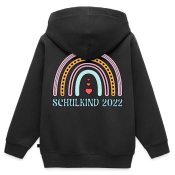 Schulkind 2022 Schulanfang Regenbogen Einschulung - Kinder Premium Organic Zip Hoodie - Schwarz - Hinten - AI Model Kid Male (0cm)