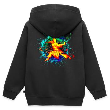Kung-Fu - Kinder Premium Organic Zip Hoodie - Schwarz - Hinten - AI Model Kid Male (0cm)
