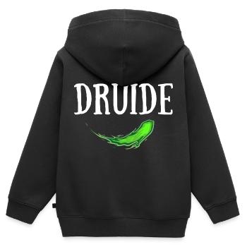 DRUIDE MAGIE VERTE - Sweat Premium à capuche zippé enfant bio - noir - Dos - AI Model Kid Male (0cm)