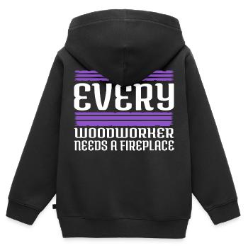 lumber funny carpenter joke wood - Kinder Premium Organic Zip Hoodie - Schwarz - Hinten - AI Model Kid Male (0cm)
