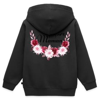 future maman idée cadeau - Sweat Premium à capuche zippé enfant bio - noir - Dos - AI Model Kid Male (0cm)